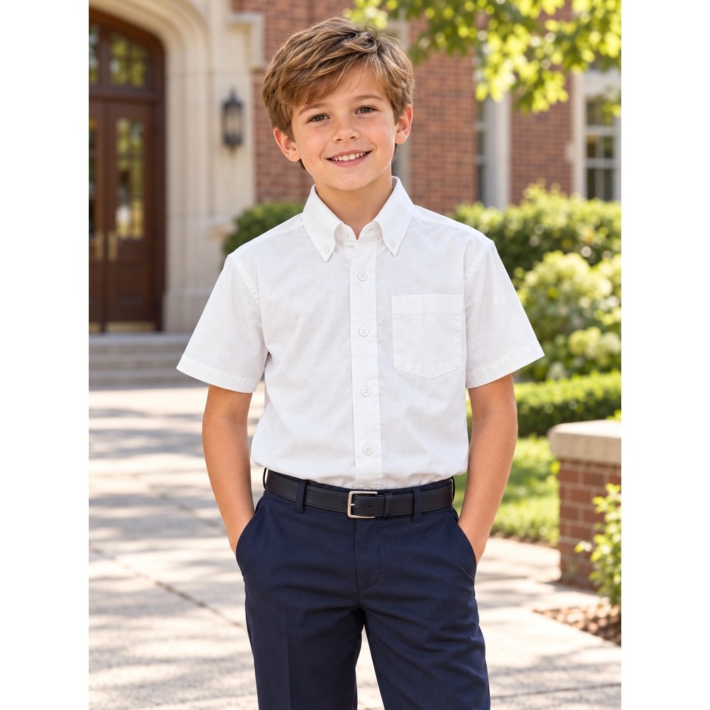 A+ by SAI Kids White Short Sleeve Button Down School Uniform Shirt Size 8